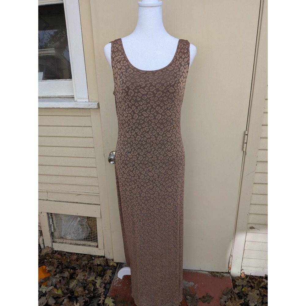 Vintage Ronni Nicole Slinky‎ Leopard Print Sleeveless Maxi Dress Medium